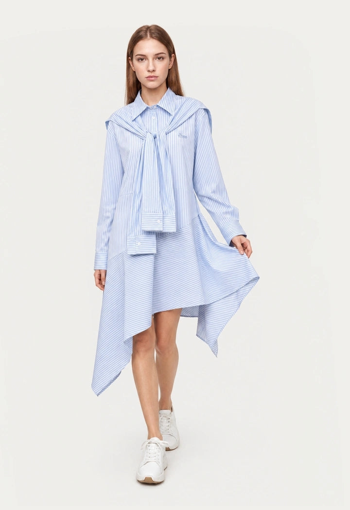 Asymmetrical Dress with Removable Scarf