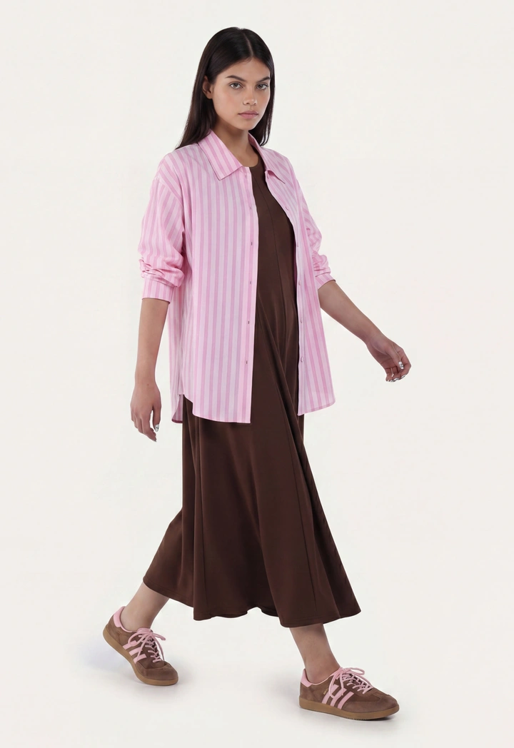 Flared Hem Solid Dress