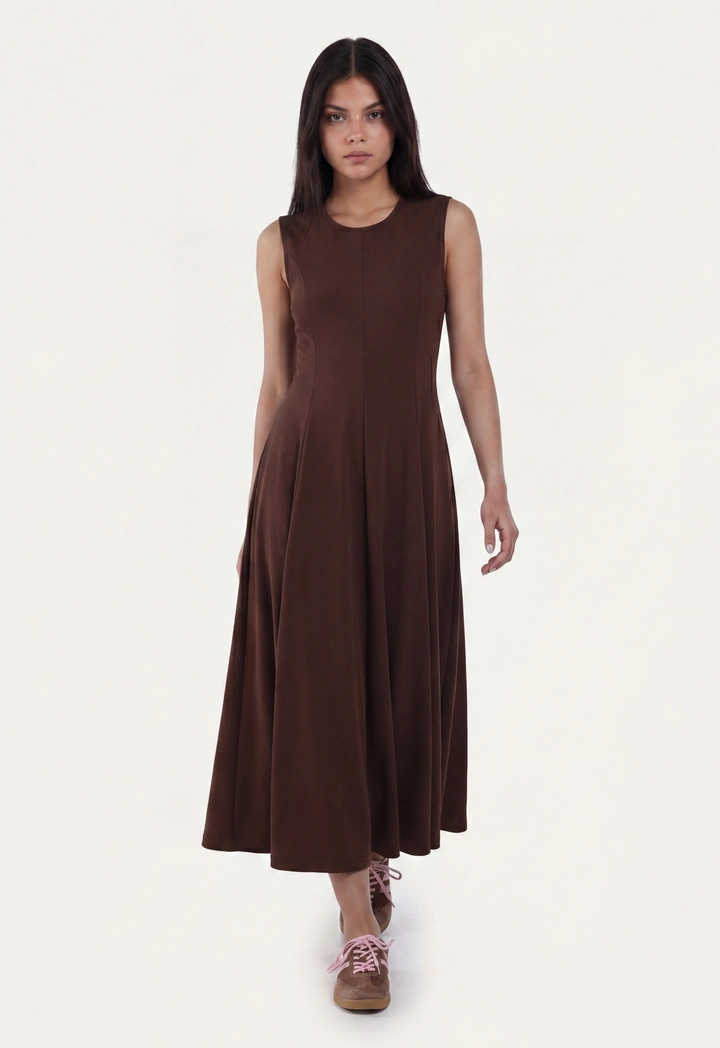 Flared Hem Solid Dress