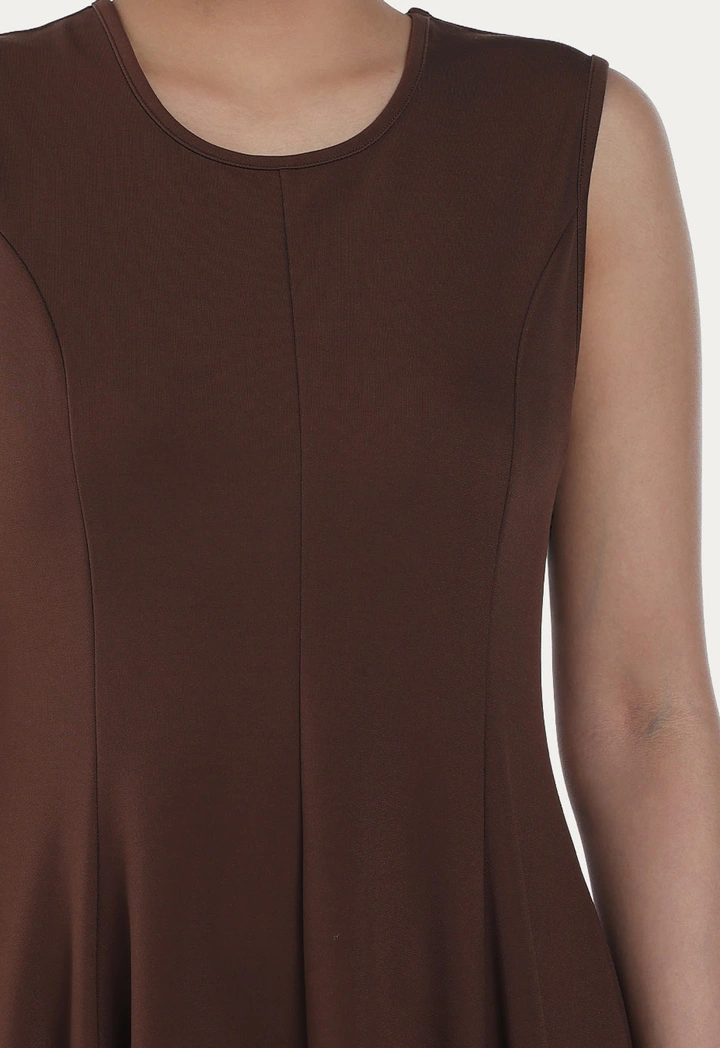 Flared Hem Solid Dress