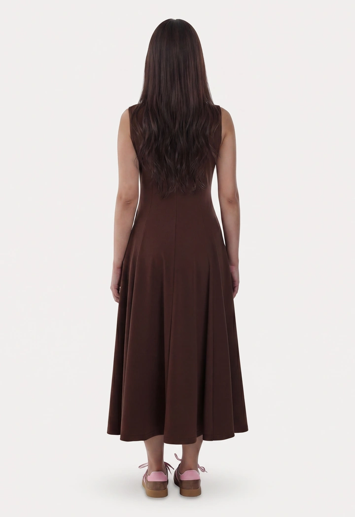 Flared Hem Solid Dress