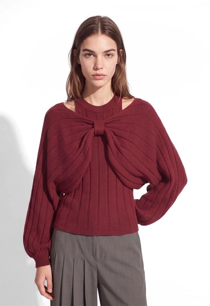 Knitted Top with Bow Cape