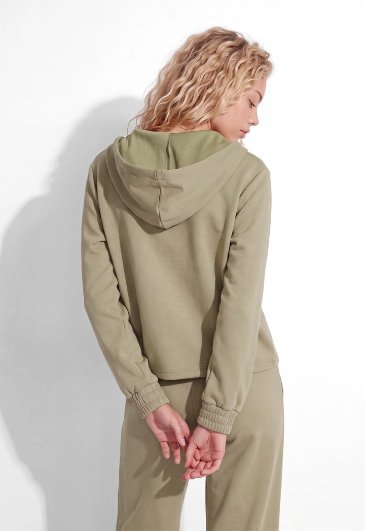 Drawstring-Hem Casual Hoodie