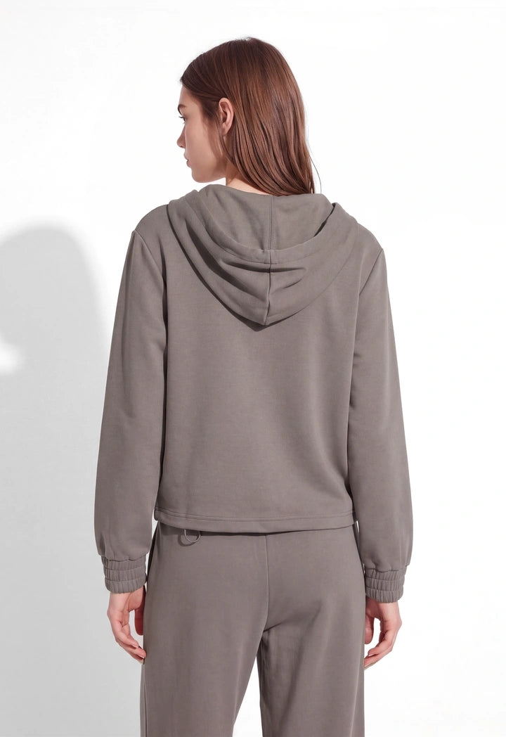 Drawstring-Hem Casual Hoodie
