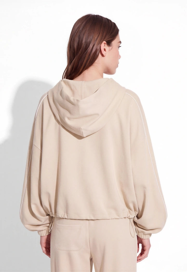 Drawstring-Hem Hooded Jacket