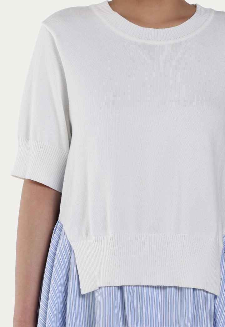 Contrast Asymmetrical Knitted Top