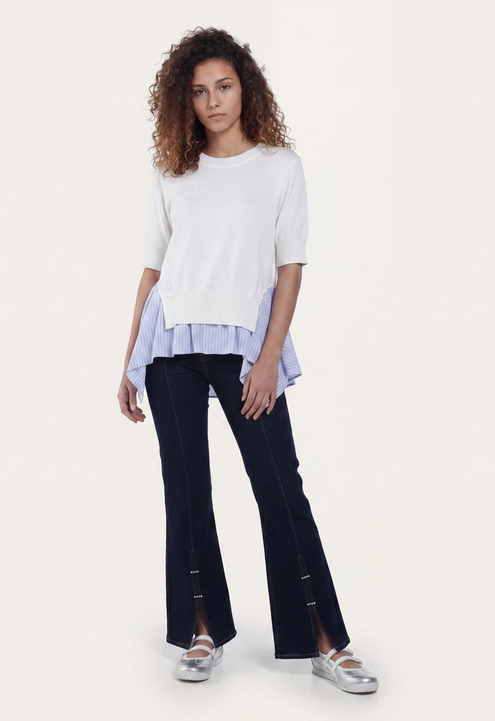 Contrast Asymmetrical Knitted Top