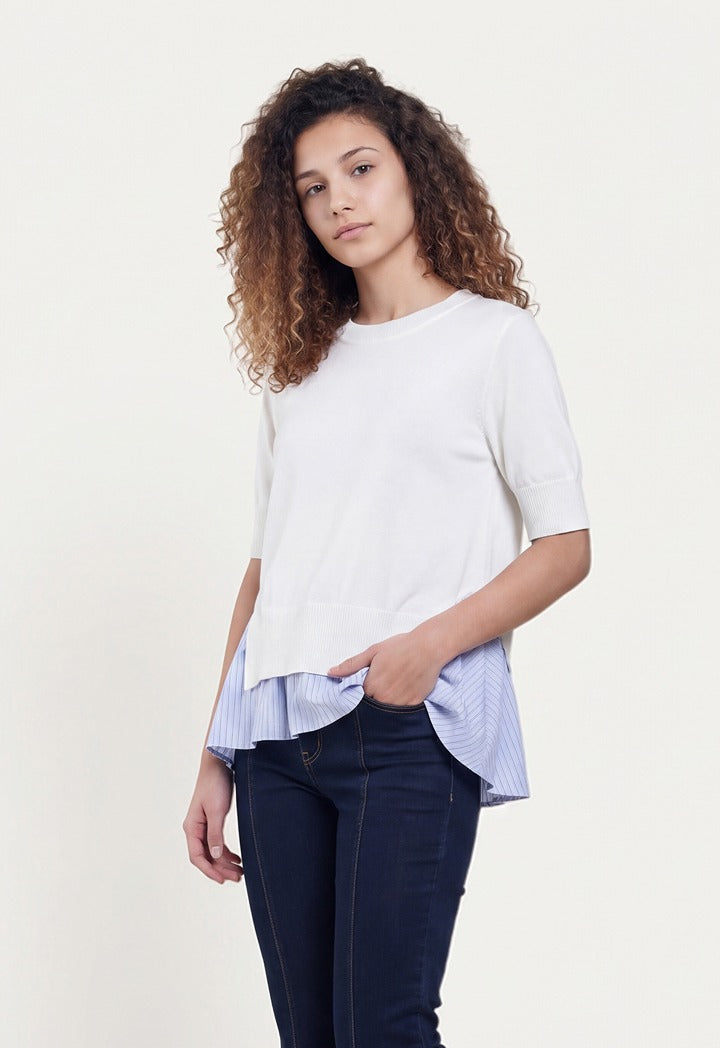 Contrast Asymmetrical Knitted Top