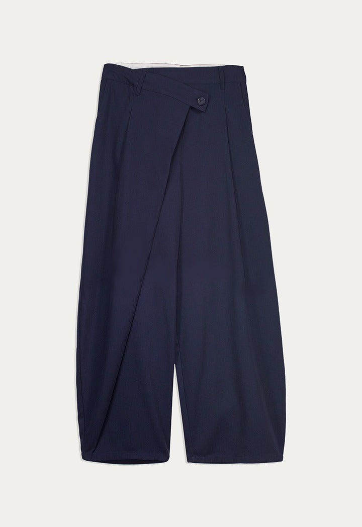 Wrap Wide Leg Solid Trousers
