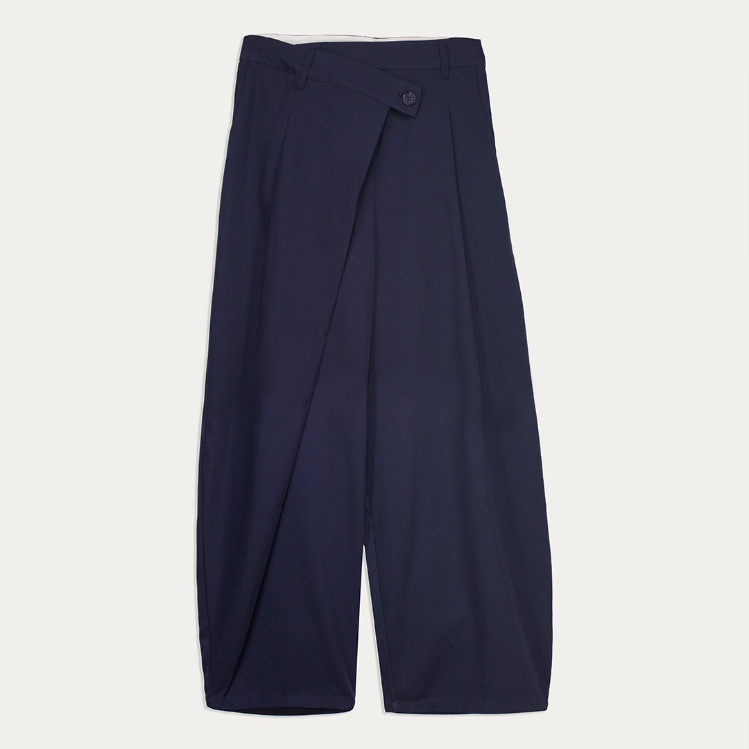 Wrap Wide Leg Solid Trousers