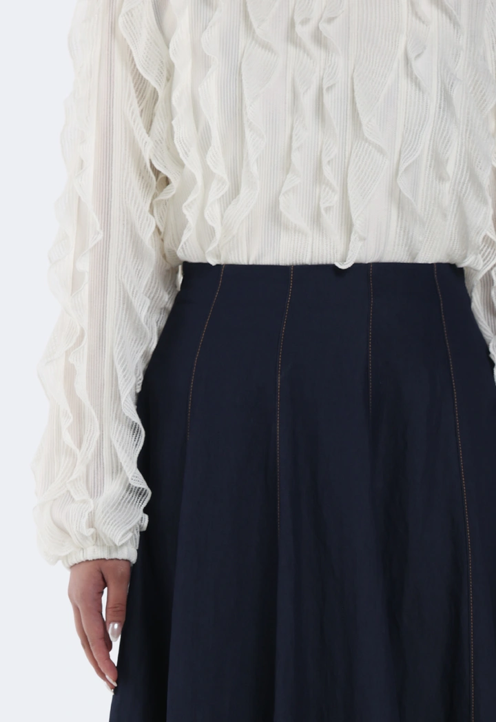 Flared Solid Midi Skirt