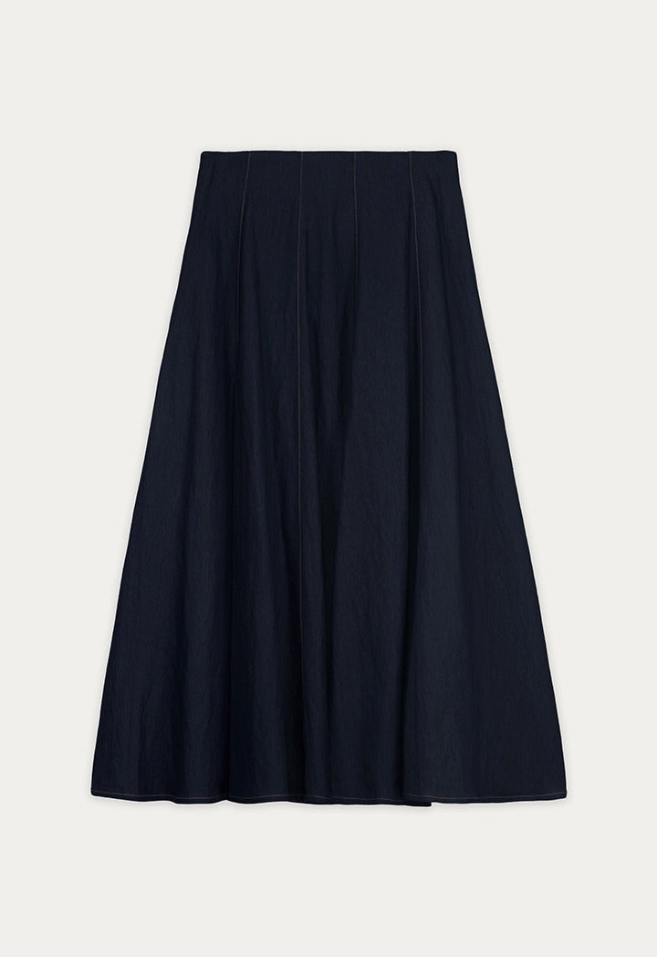 Flared Solid Midi Skirt