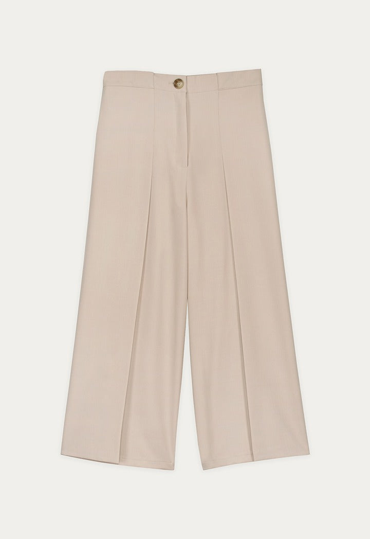 Front Pleated Wide Leg Trousers