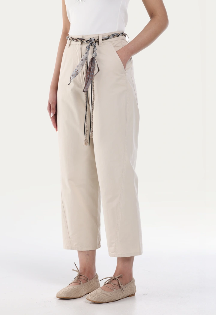 Belted Straight Leg Trousers