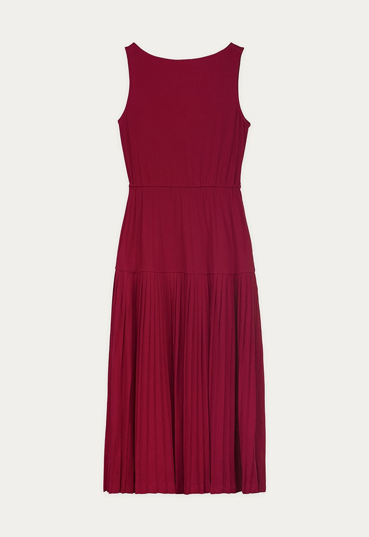 Pleated Flared Hem Knitted Dress