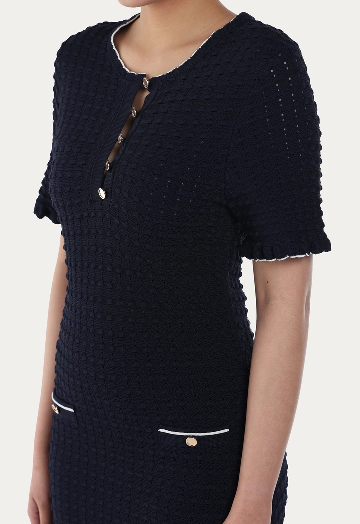Cutwork Ribbed Knitted Dress