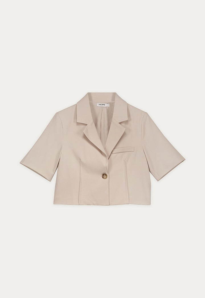 Notched Collar Cropped Blazer