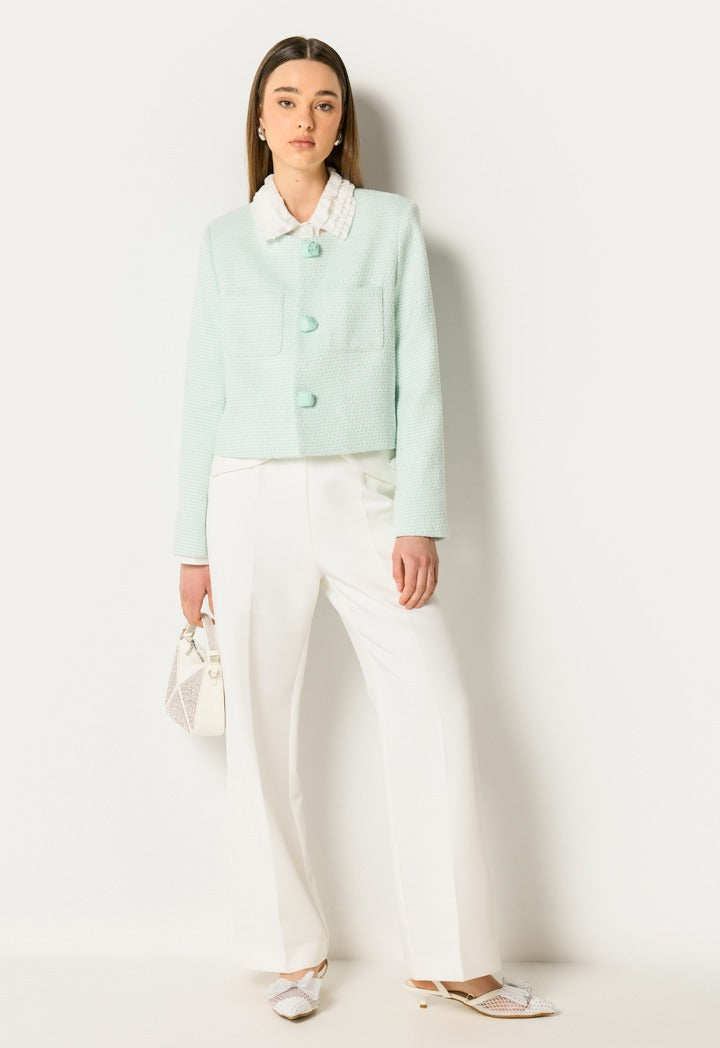 Tweed Lurex Cropped Jacket Mint