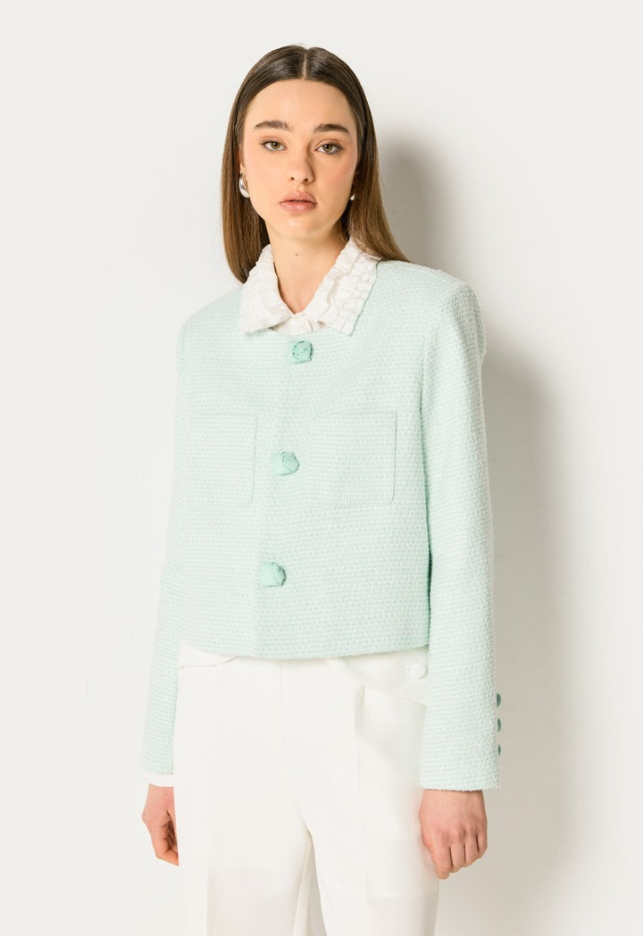 Tweed Lurex Cropped Jacket Mint