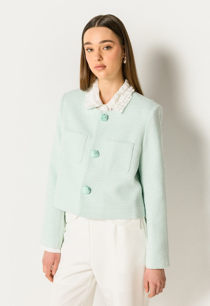 Tweed Lurex Cropped Jacket Mint