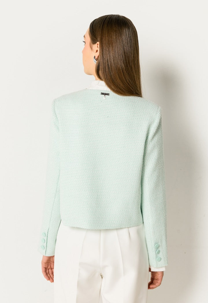 Tweed Lurex Cropped Jacket Mint