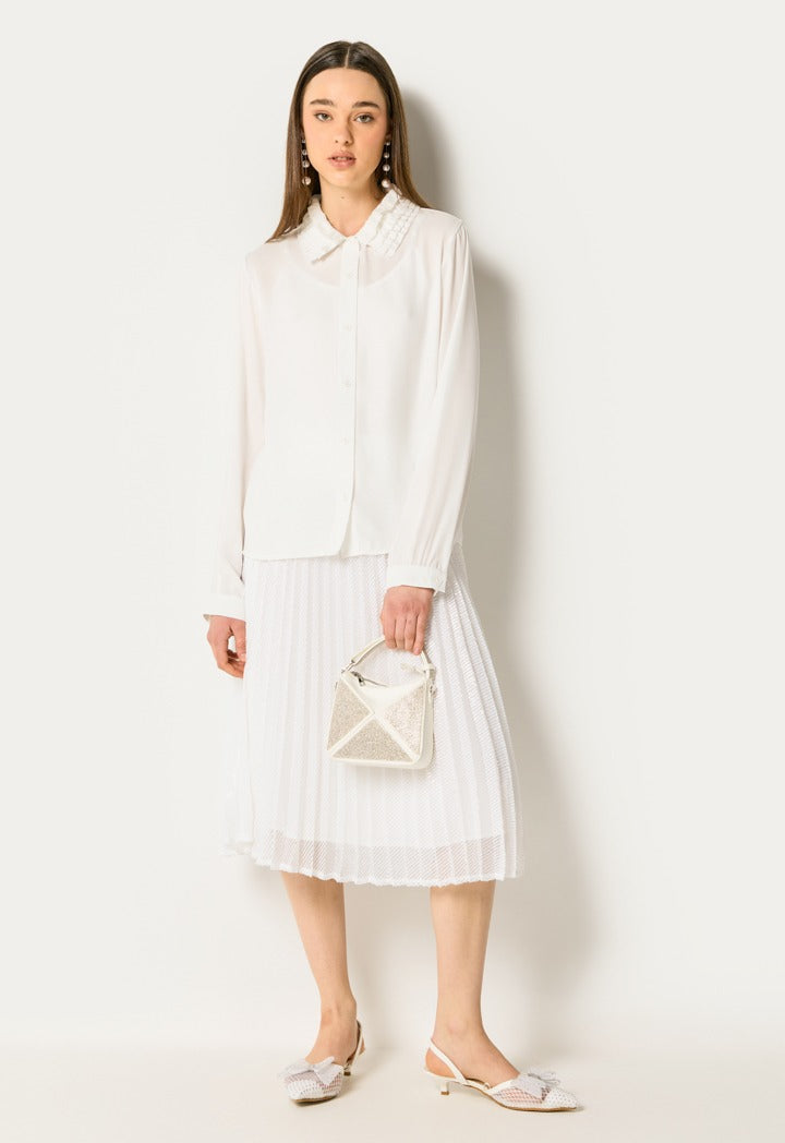 Ruffled Collar Shirt Off White
