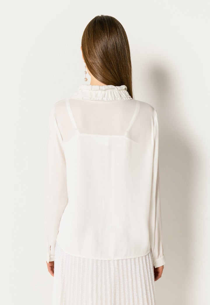 Ruffled Collar Shirt Off White