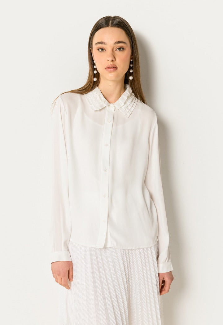 Ruffled Collar Shirt Off White