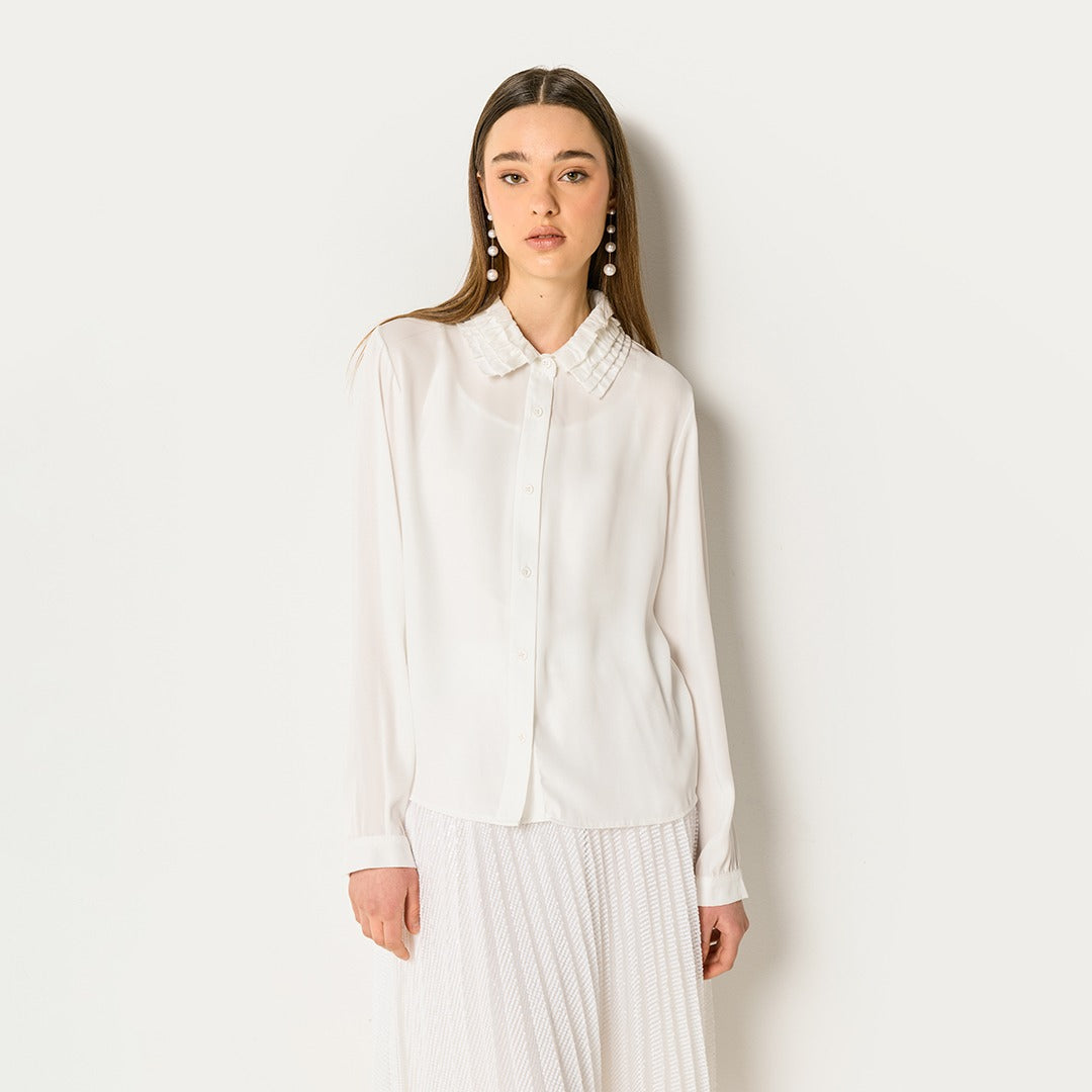 Ruffled Collar Shirt Off White