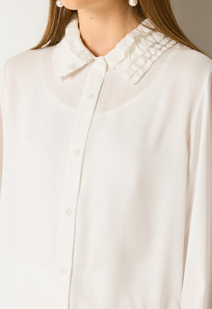 Ruffled Collar Shirt Off White