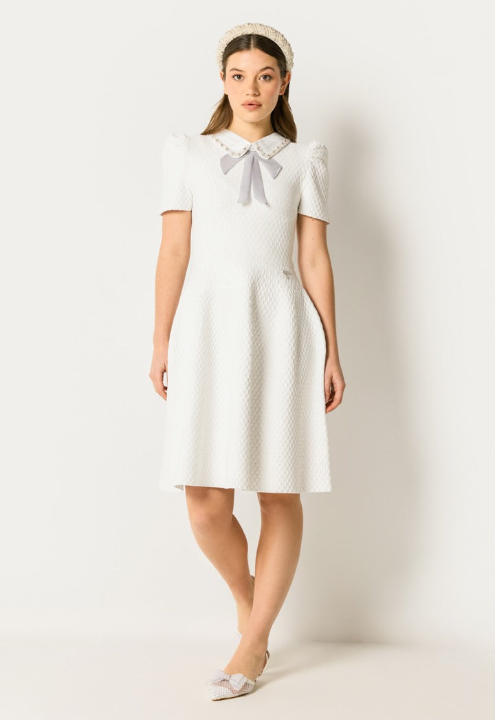 Detachable Collar Dress Off White