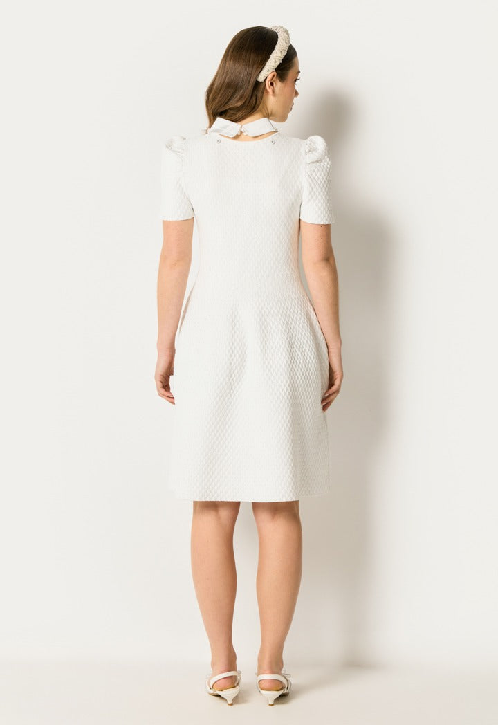 Detachable Collar Dress Off White