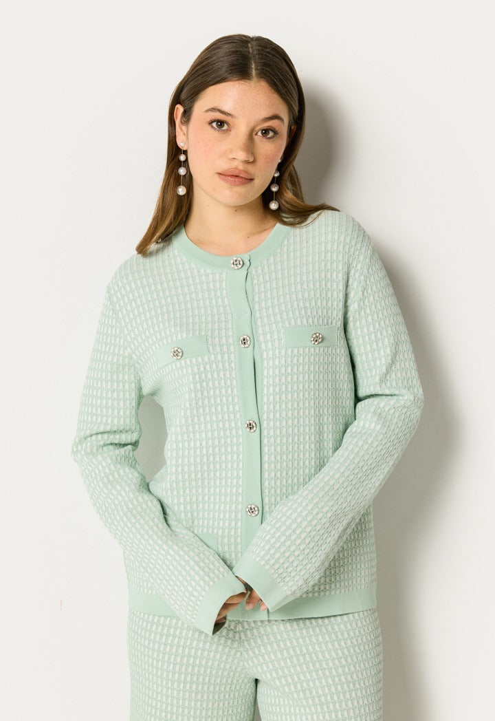Elastic Lurex Cardigan Mint