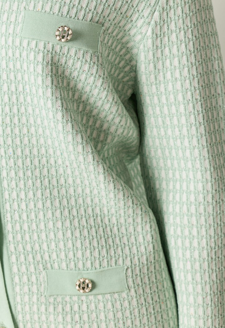 Elastic Lurex Cardigan Mint