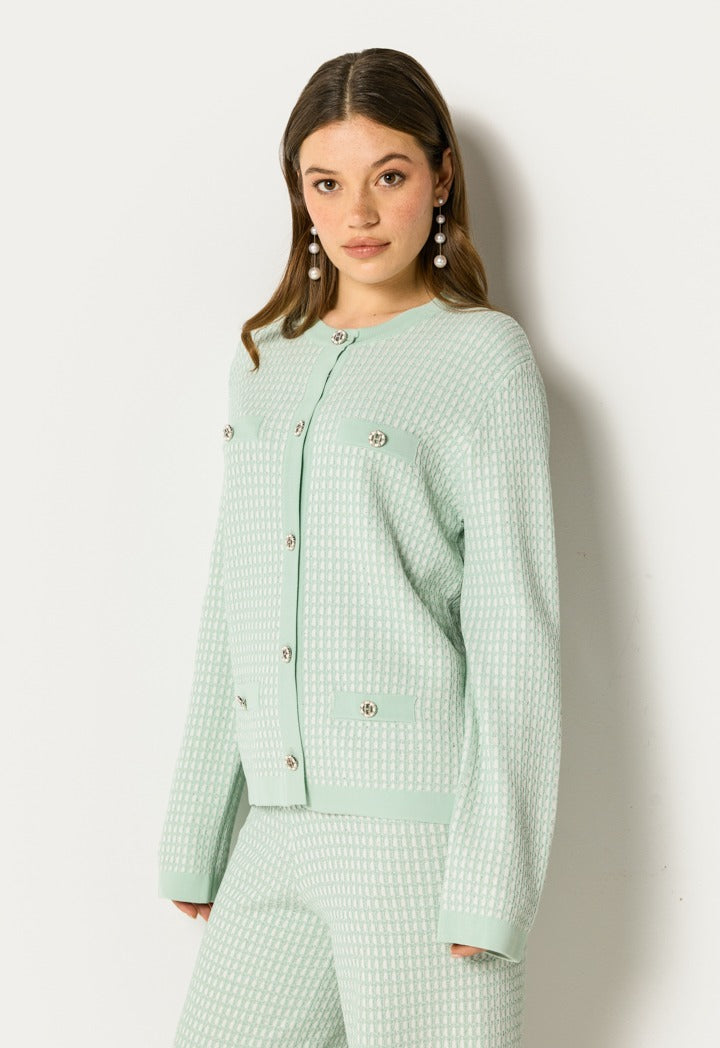 Elastic Lurex Cardigan Mint
