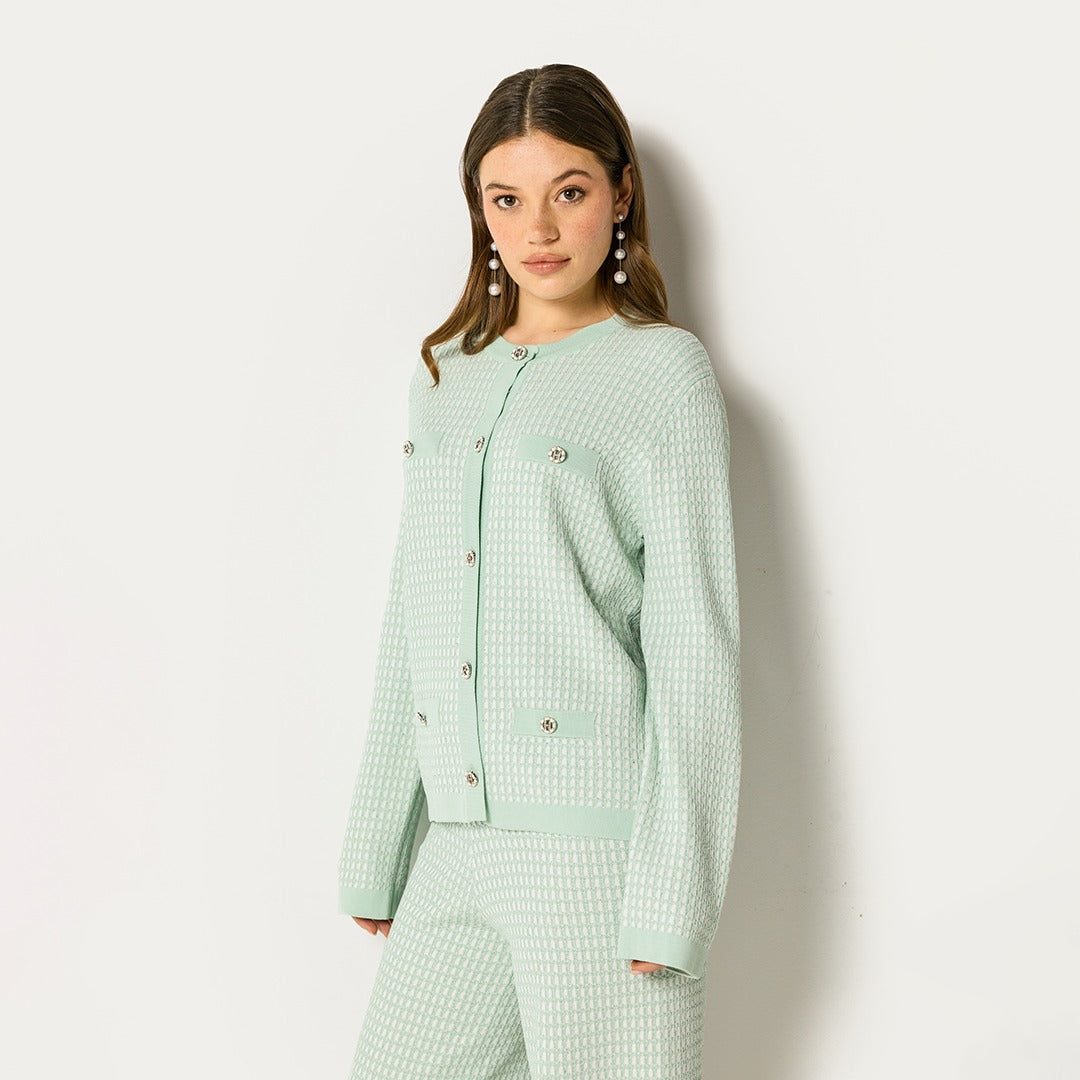 Elastic Lurex Cardigan Mint