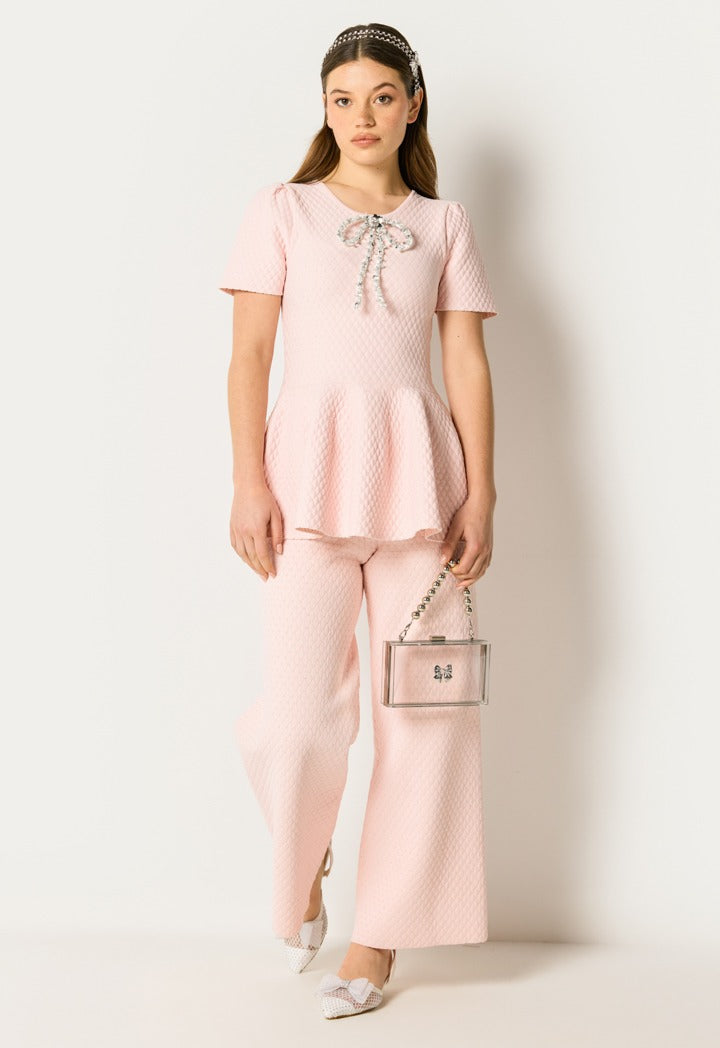Contrast Wide Legs Trouser Pink
