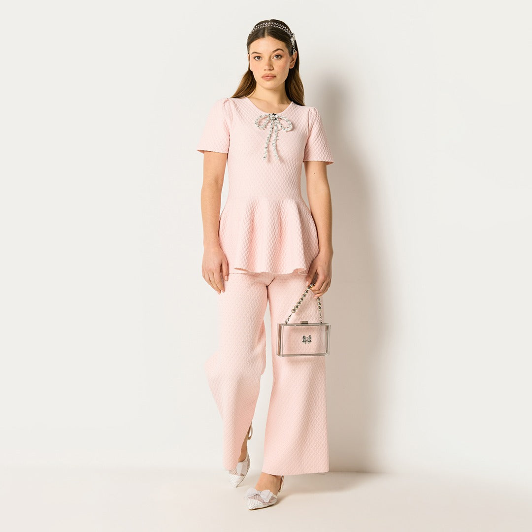 Contrast Wide Legs Trouser Pink