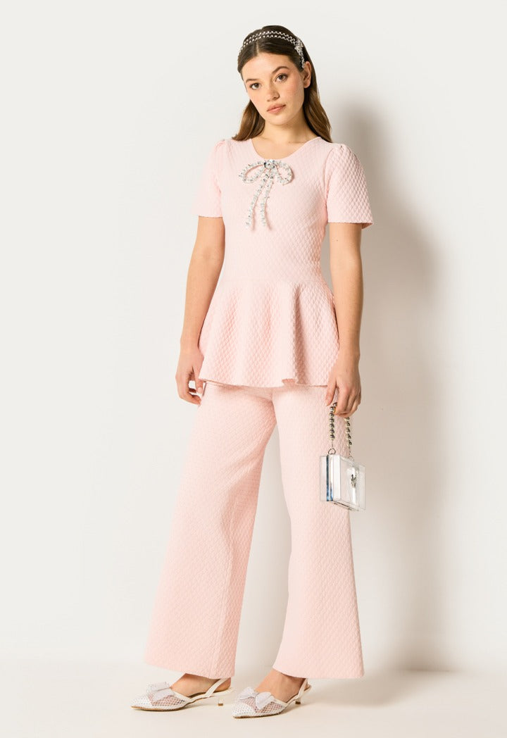 Contrast Wide Legs Trouser Pink