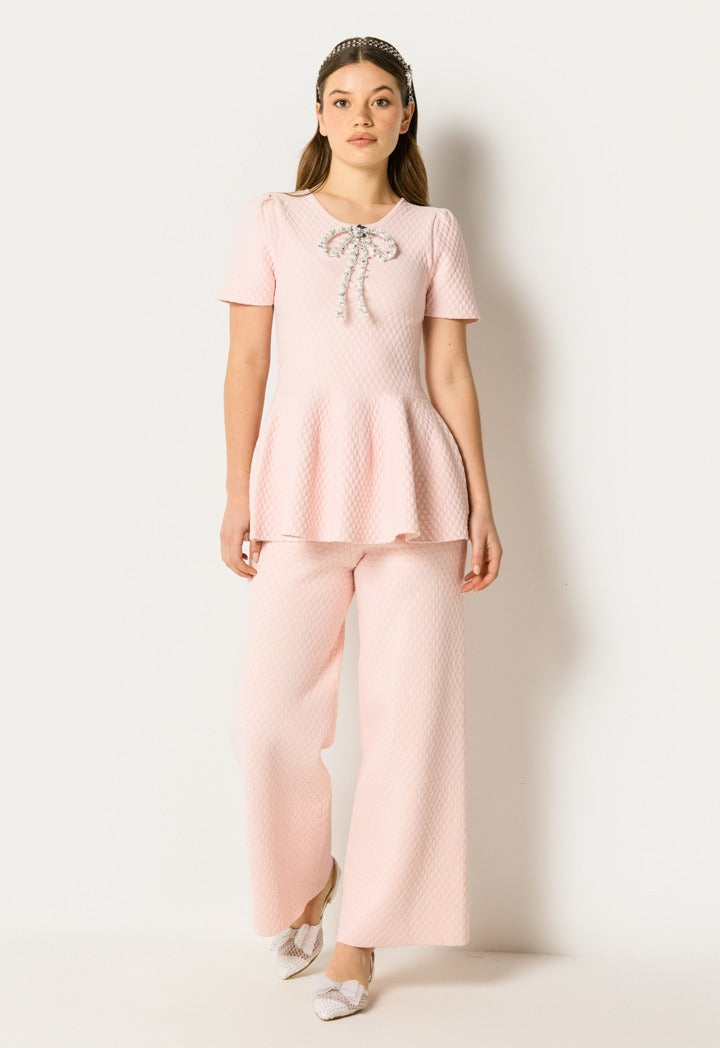 Contrast Wide Legs Trouser Pink