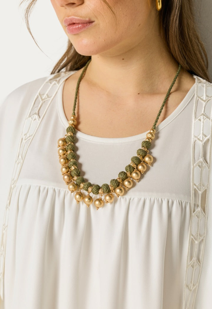 Golden Charm Thread Necklace Olive