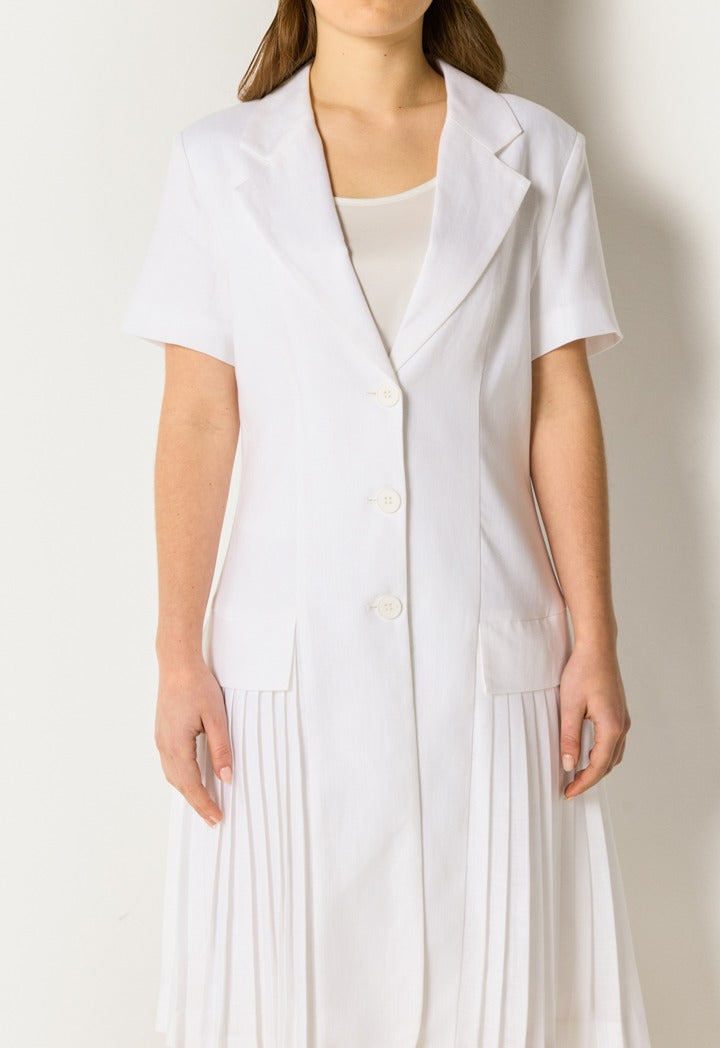Elegant Pleated Hem Dress Off White