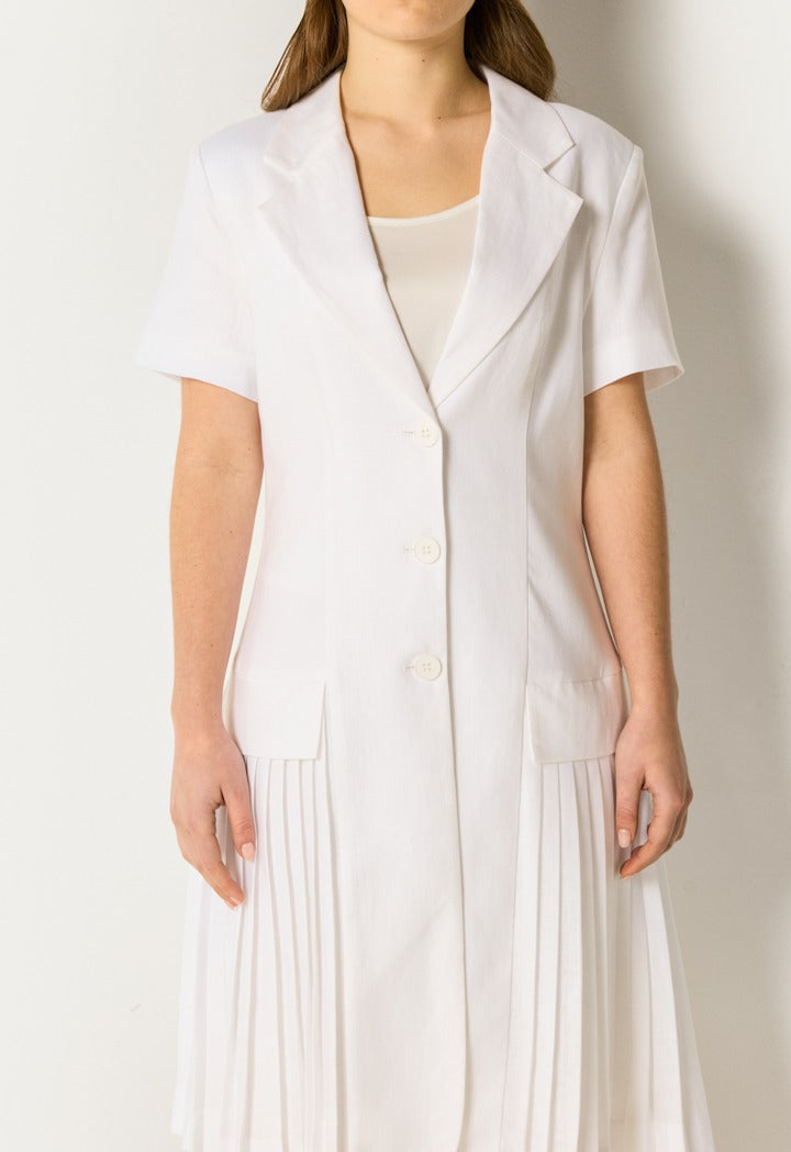 Elegant Pleated Hem Dress Off White