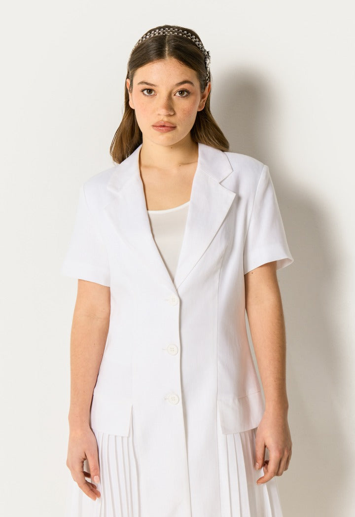 Elegant Pleated Hem Dress Off White