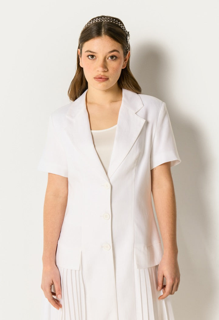 Elegant Pleated Hem Dress Off White