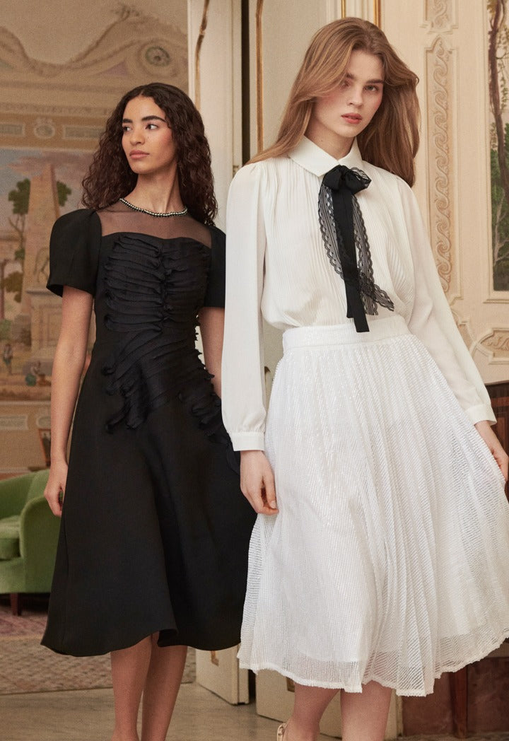 Pleated Solid Shirt Off White