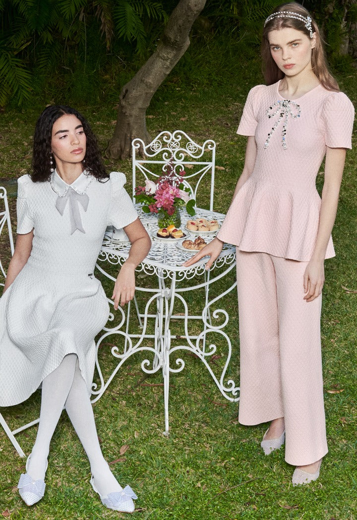 Detachable Collar Dress Off White