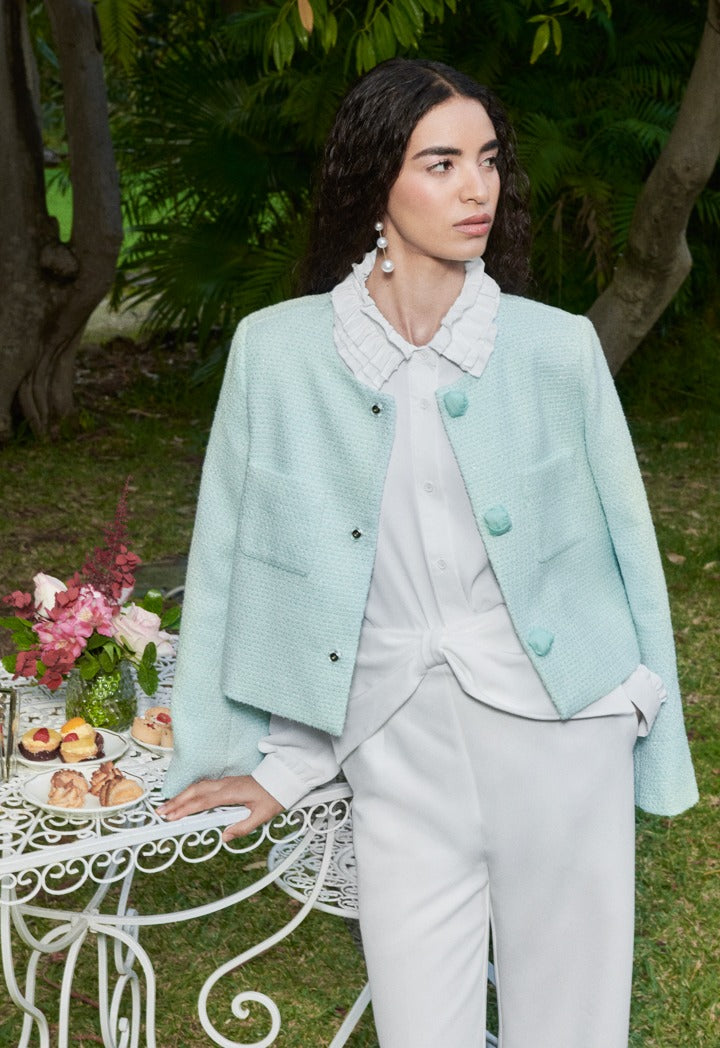 Tweed Lurex Cropped Jacket Mint
