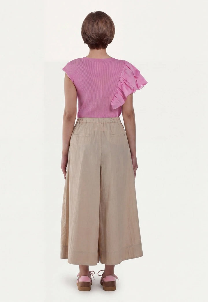 Pleated Solid Palazzo Trousers