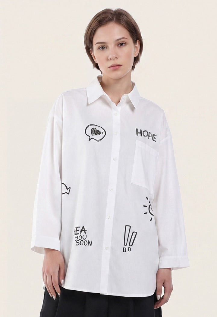 Oversize Panda Printed Shirt